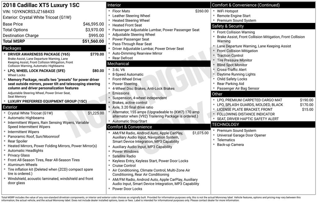 used 2018 Cadillac XT5 car, priced at $17,500