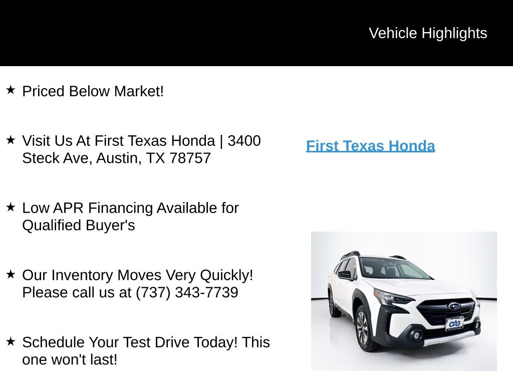 Used Car 2025 Subaru Outback  Limited Xt For Sale Under $40,000 In Austin, Texas