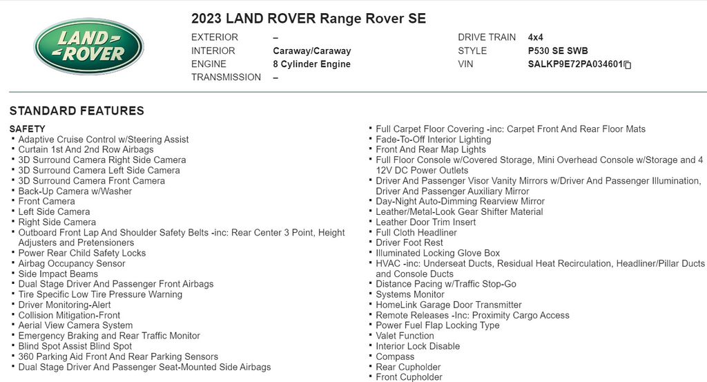 2023 Land Rover Range Rover SE 21