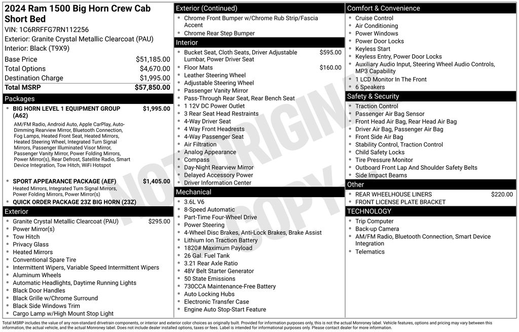 used 2024 Ram 1500 car, priced at $36,500