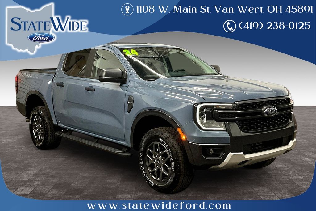 Blue (Azure Gray Metallic) 2024 Ford Ranger XLT SuperCrew 4WD Pickup Truck Four-Wheel Drive Automatic