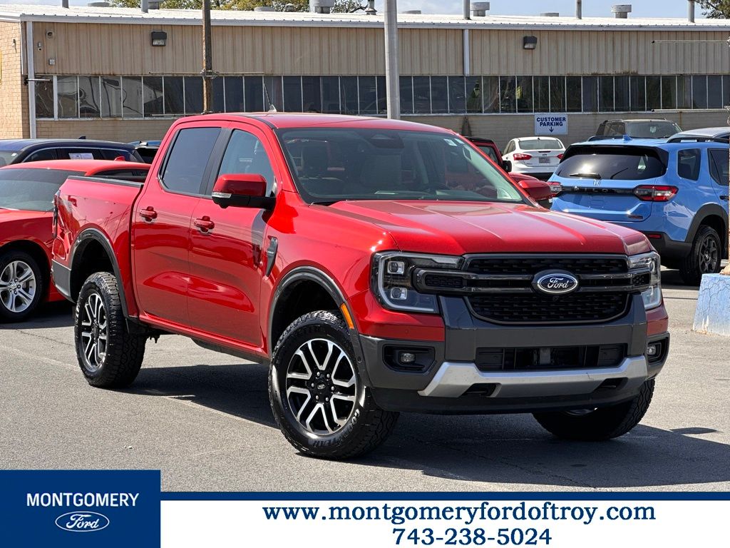 Chili Pepper Red 2024 Ford Ranger Lariat SuperCrew 4WD Pickup Truck Four-Wheel Drive Automatic