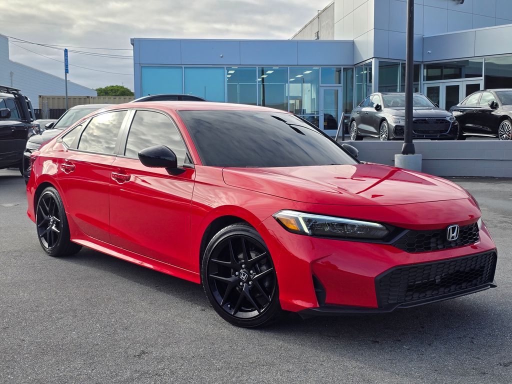 Rallye Red 2025 Honda Civic Sport FWD Sedan Front-Wheel Drive Continuously Variable Transmission