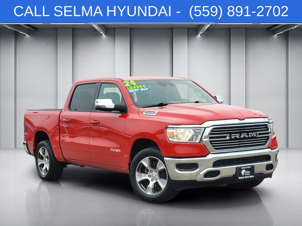 Flame Red Clearcoat 2024 RAM 1500 Laramie Crew Cab RWD Pickup Truck 4X2 8-Speed Automatic