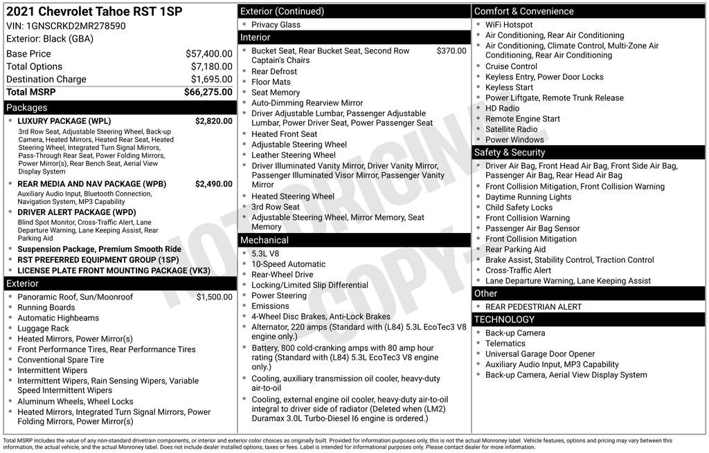 Used Car 2021 Chevrolet Tahoe  Rst For Sale Under $40,000 In Austin, Texas