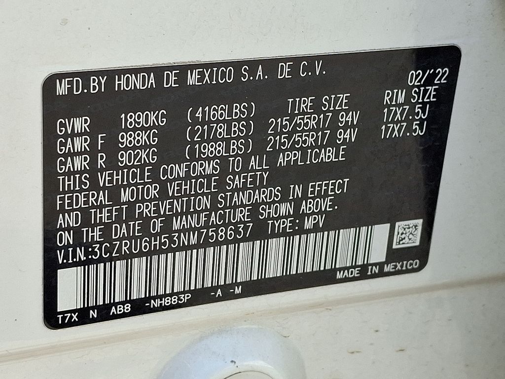 2022 Honda HR-V EX White at Honda North