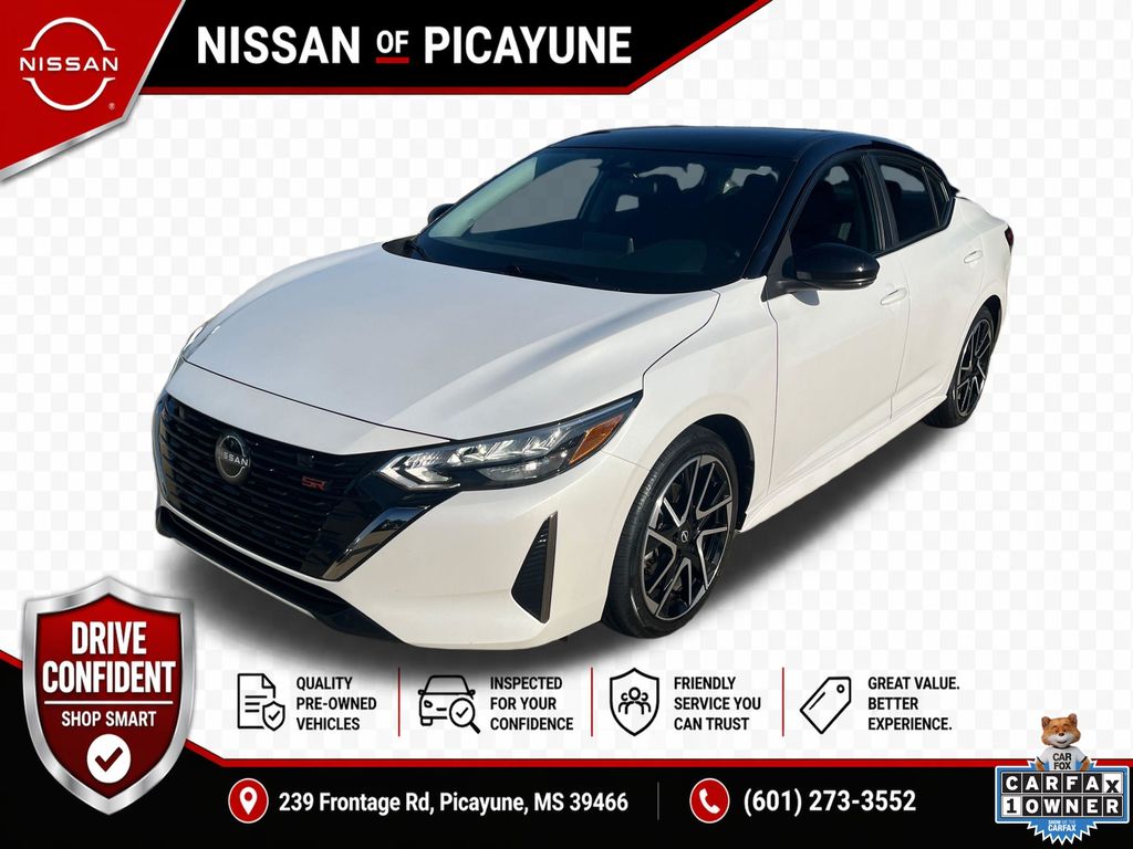 Aspen White/Super Black 2025 Nissan Sentra SR FWD Sedan Front-Wheel Drive Continuously Variable Transmission