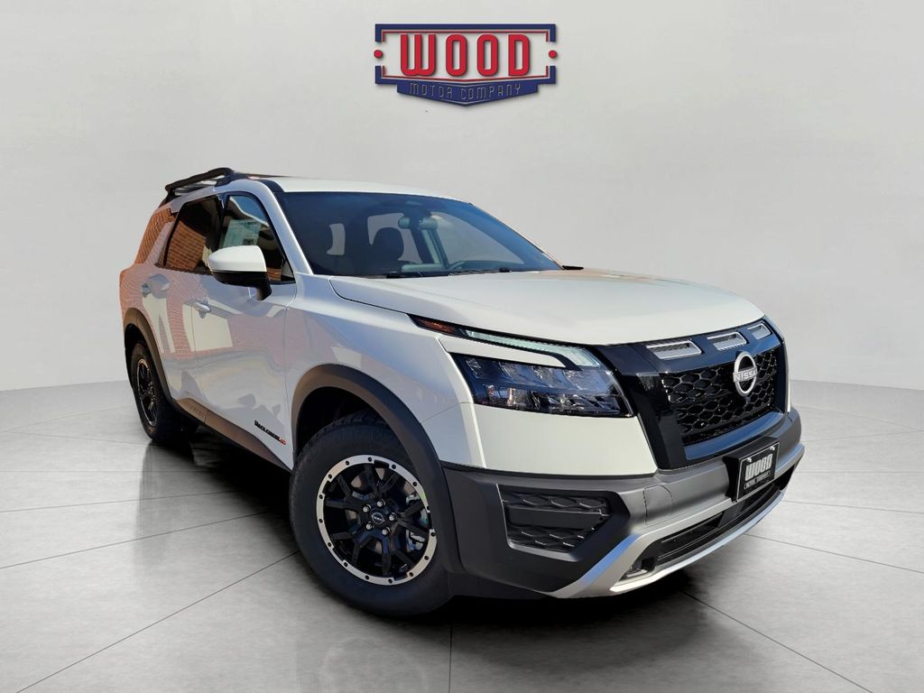 Glacier White 2025 Nissan Pathfinder Rock Creek 4WD SUV / Crossover All-Wheel Drive 9-Speed Automatic