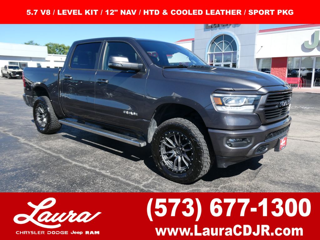 Gray (Granite Crystal Metallic Clearcoat) 2023 RAM 1500 Laramie Crew Cab 4WD Pickup Truck Four-Wheel Drive Automatic
