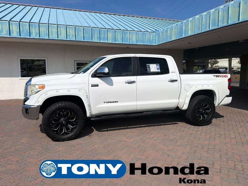 Super White 2015 Toyota Tundra Limited CrewMax 5.7L FFV 4WD Pickup Truck Four-Wheel Drive 6-Speed Automatic Overdrive