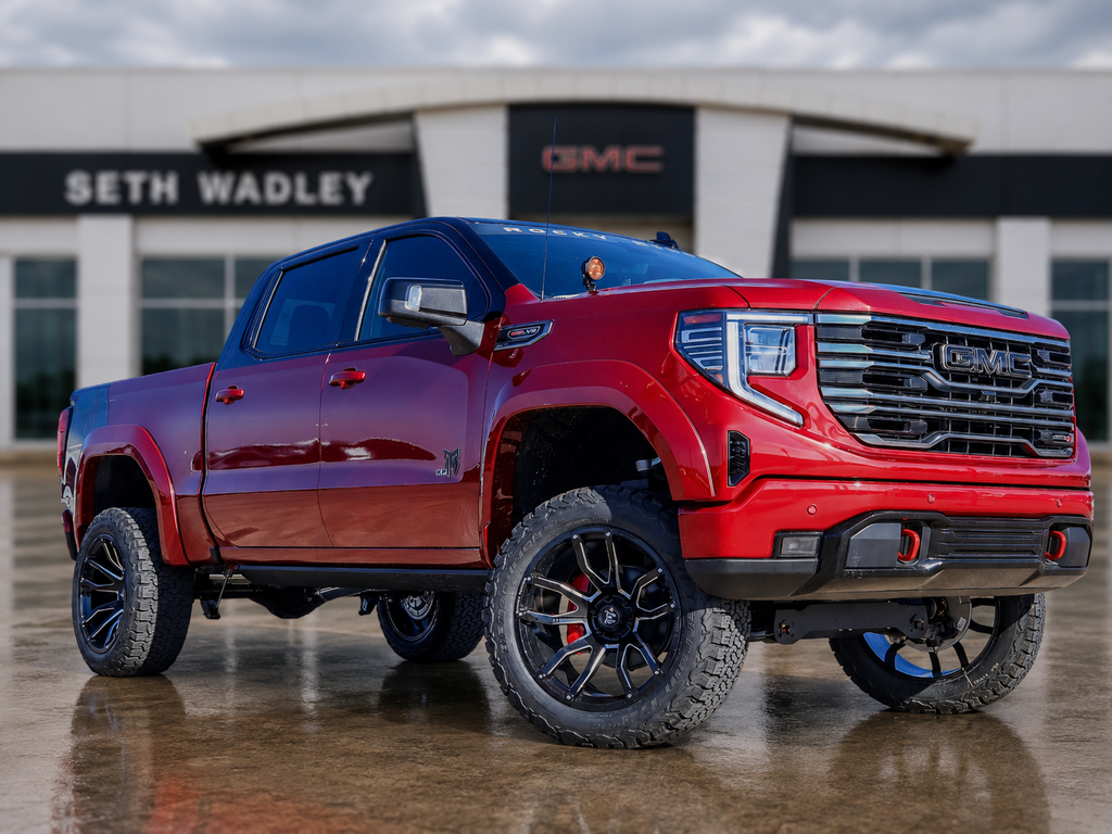 Volcanic Red Tintcoat BLACK HIGHHAT 2025 GMC Sierra 1500 AT4 Crew Cab 4WD Pickup Truck Four-Wheel Drive Automatic