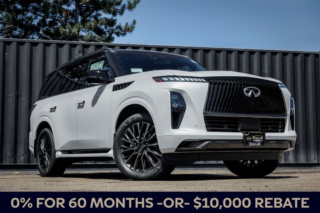 Radiant White/Black Obsidian 2026 INFINITI QX80 Autograph 4WD SUV / Crossover All-Wheel Drive 9-Speed Automatic