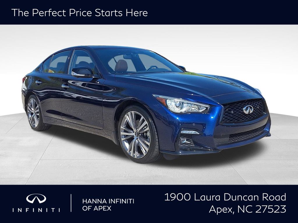 Grand Blue 2023 INFINITI Q50 Sensory AWD Sedan All-Wheel Drive 7-Speed Automatic Overdrive