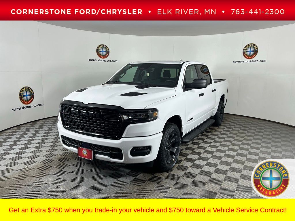 Bright White Clearcoat 2026 RAM 1500 Express Crew Cab 4WD Pickup Truck Four-Wheel Drive 8-Speed Automatic