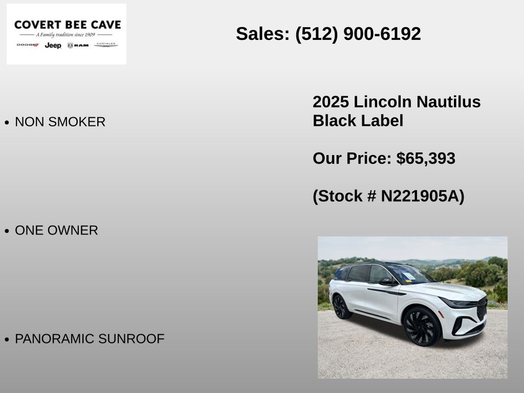 Used Car 2025 Lincoln Nautilus  Black Label For Sale Under $70,000 In Austin, Texas