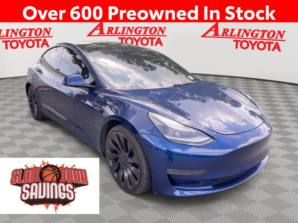Deep Blue Metallic 2021 Tesla Model 3 Performance AWD Sedan All-Wheel Drive 1-Speed Automatic