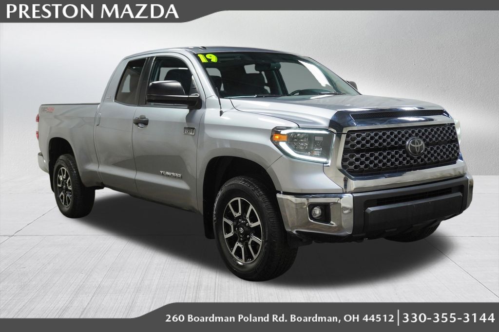 Silver Sky Metallic 2019 Toyota Tundra SR5 Double Cab 5.7L 4WD Pickup Truck Four-Wheel Drive 6-Speed Automatic