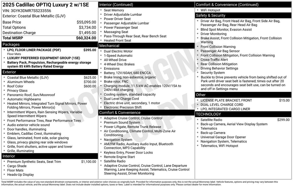 New Car 2025 Cadillac Optiq  For Sale Under $60,000 In Austin, Texas
