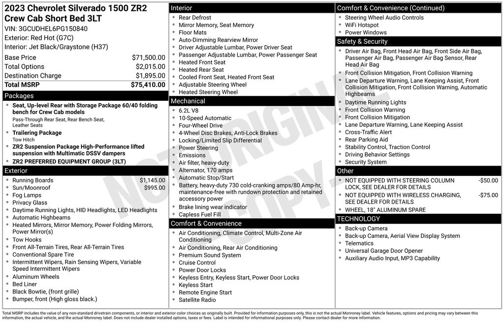 used 2023 Chevrolet Silverado 1500 car, priced at $58,000