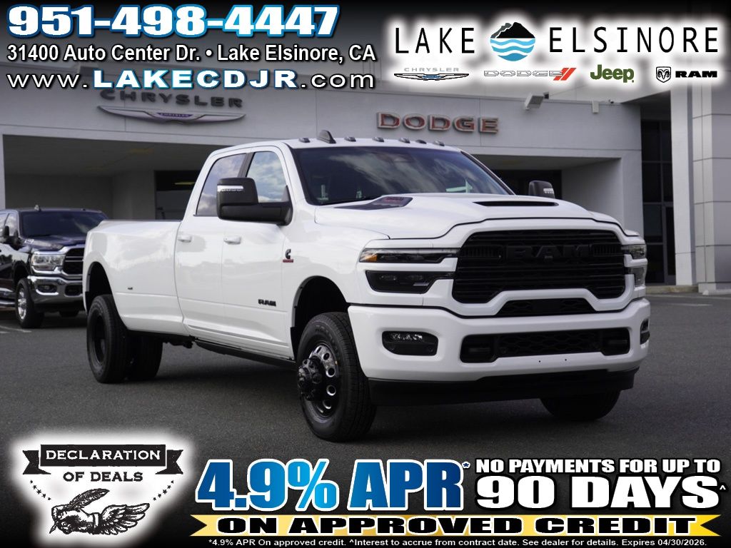 Bright White Clearcoat 2026 RAM 3500 Laramie Crew Cab LB DRW 4WD Pickup Truck Four-Wheel Drive 8-Speed Automatic