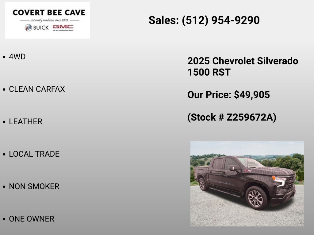 Used Car 2025 Chevrolet Silverado 1500  Rst For Sale Under $50,000 In Austin, Texas