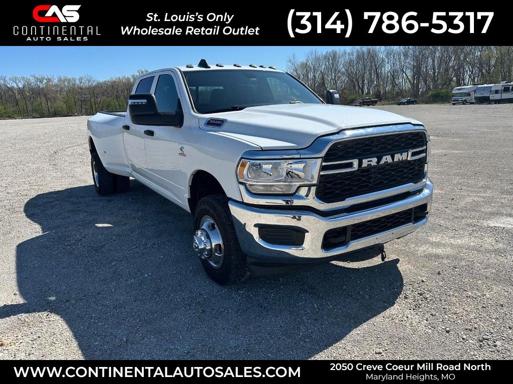 Bright White Clearcoat 2023 RAM 3500 Tradesman Crew Cab LB DRW 4WD Pickup Truck Four-Wheel Drive 6-Speed Automatic