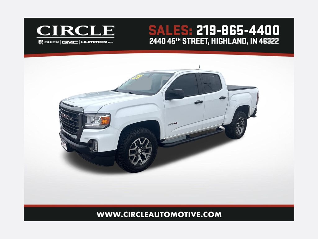 Summit White 2021 GMC Canyon AT4 Crew Cab 4WD with Leather Pickup Truck Four-Wheel Drive 8-Speed Automatic