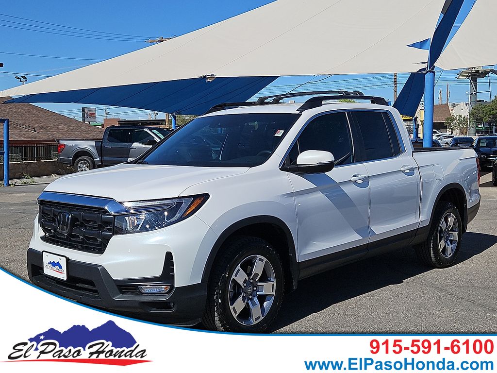 Platinum White Pearl 2025 Honda Ridgeline RTL AWD Pickup Truck All-Wheel Drive 9-Speed Automatic