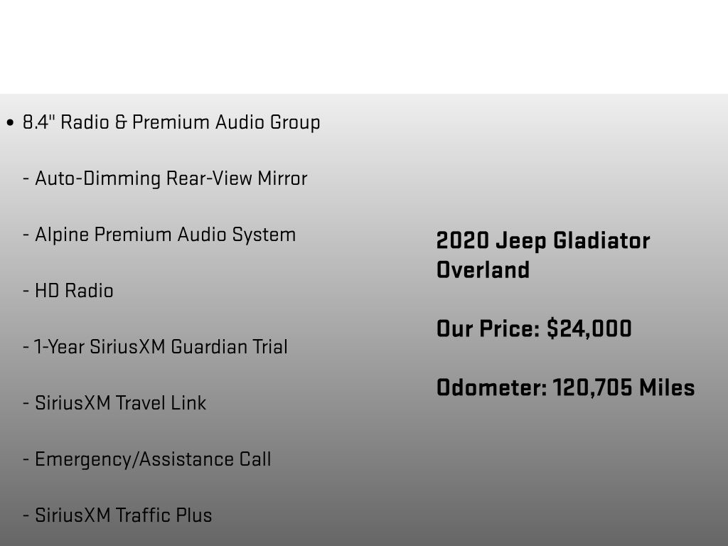 2020 Jeep Gladiator Overland Black at South Hills CDJR