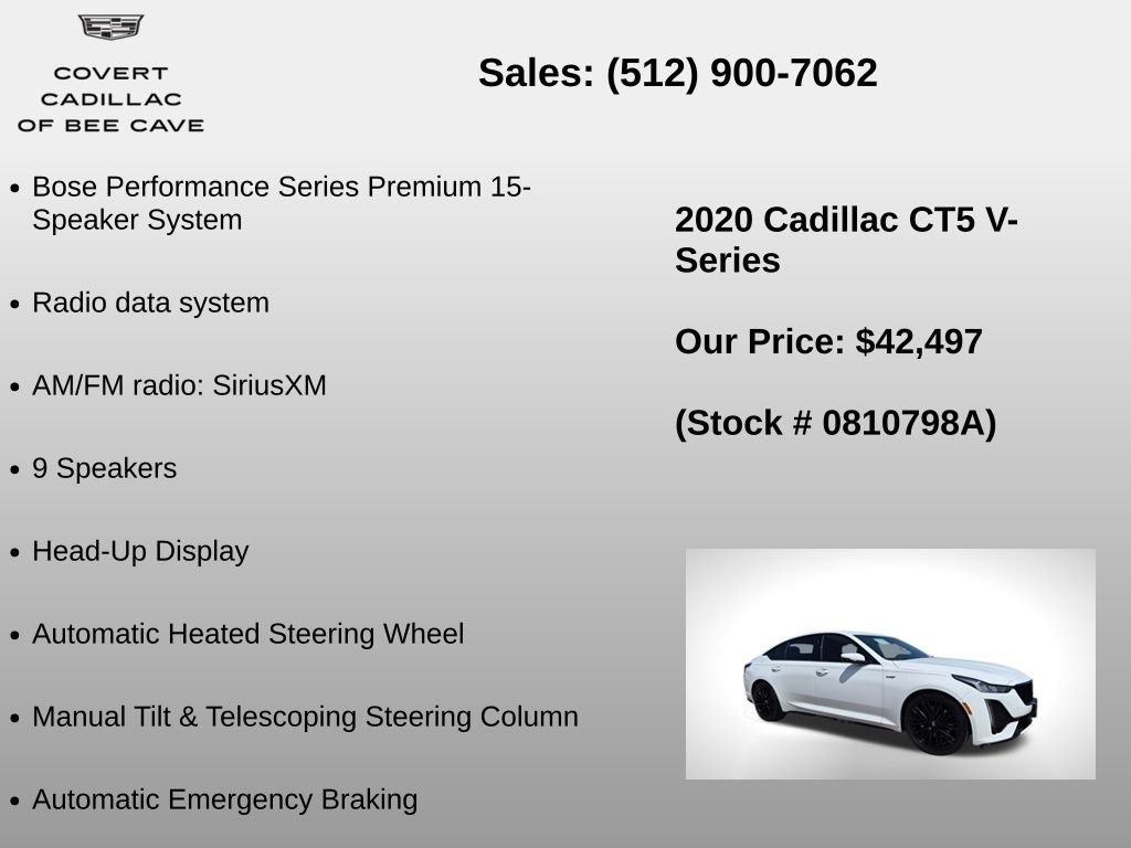 Used Car 2020 Cadillac Ct5  V-series For Sale Under $50,000 In Austin, Texas