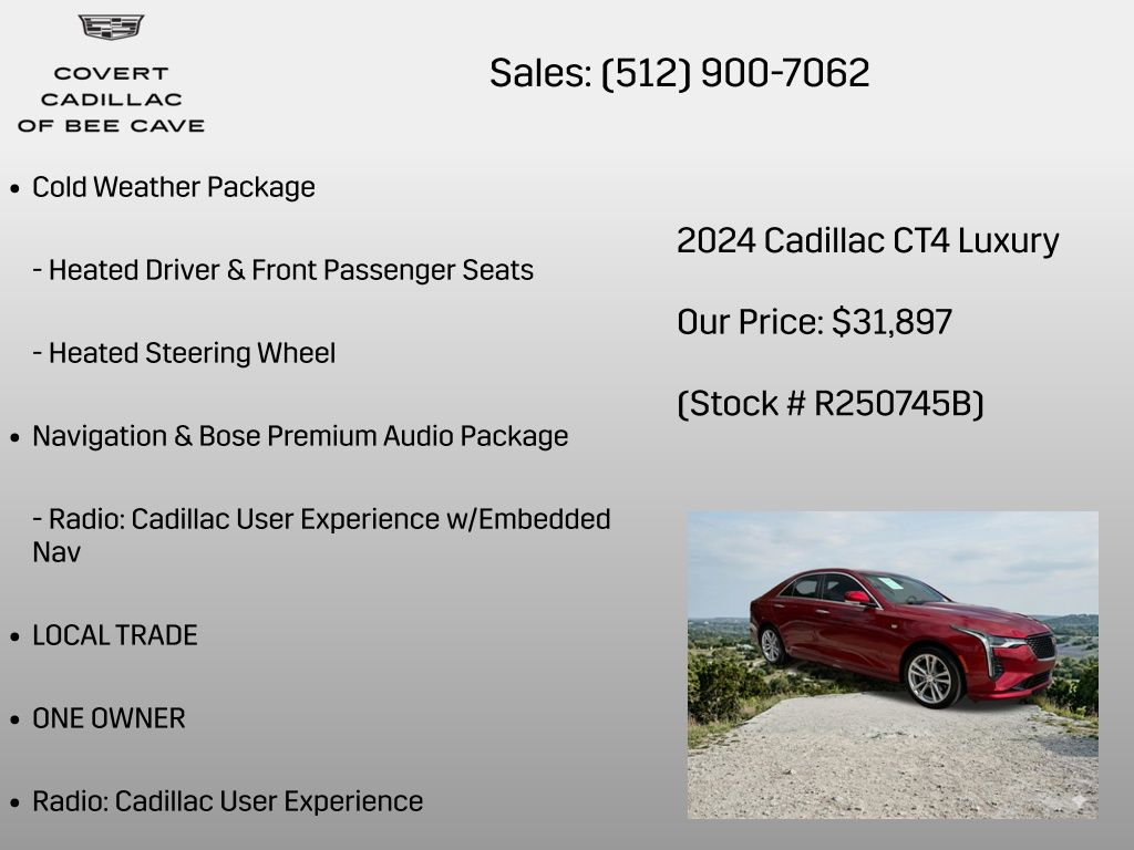 Used Car 2024 Cadillac Ct4  Luxury For Sale Under $35,000 In Austin, Texas