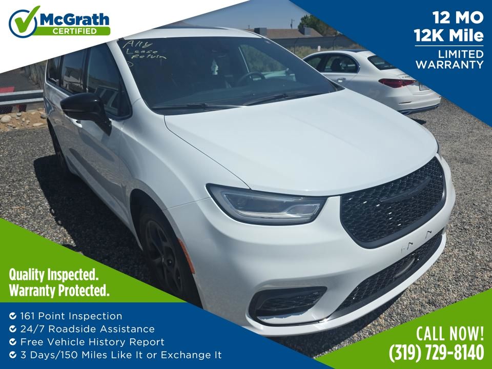 Bright White Clearcoat 2023 Chrysler Pacifica Hybrid Minivan Front-Wheel Drive Continuously Variable Transmission