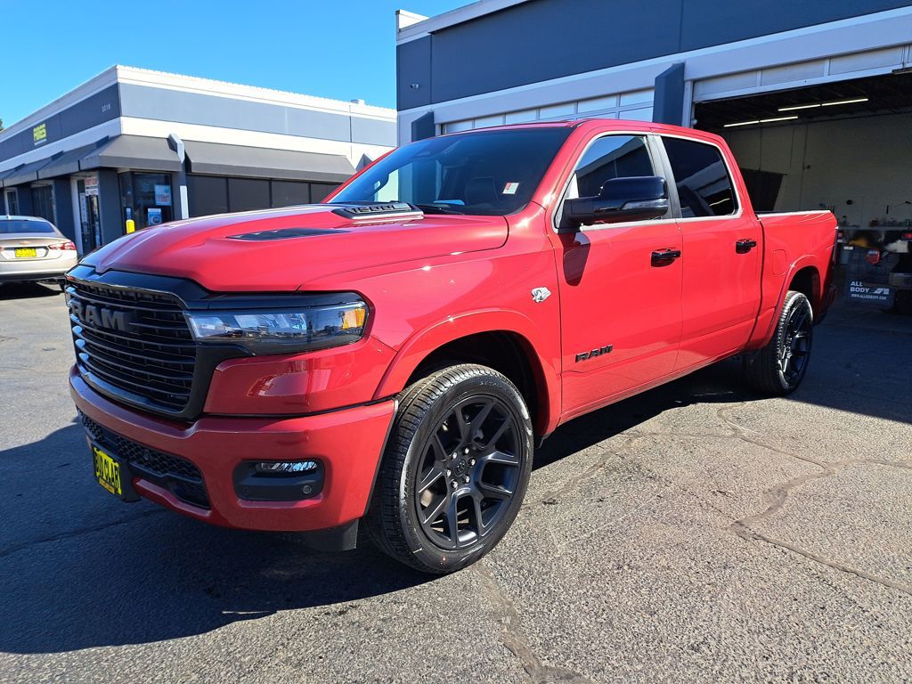 Molten Red Pearlcoat 2026 RAM 1500 Laramie Crew Cab 4WD Pickup Truck Four-Wheel Drive 8-Speed Automatic