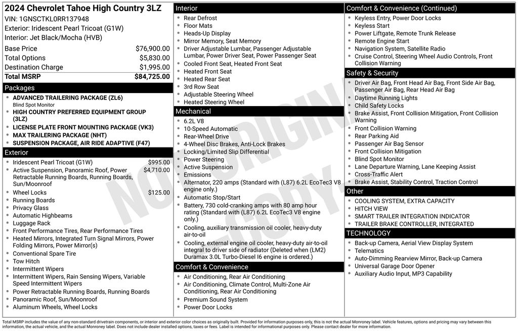 Used Car 2024 Chevrolet Tahoe  High Country For Sale Under $70,000 In Austin, Texas