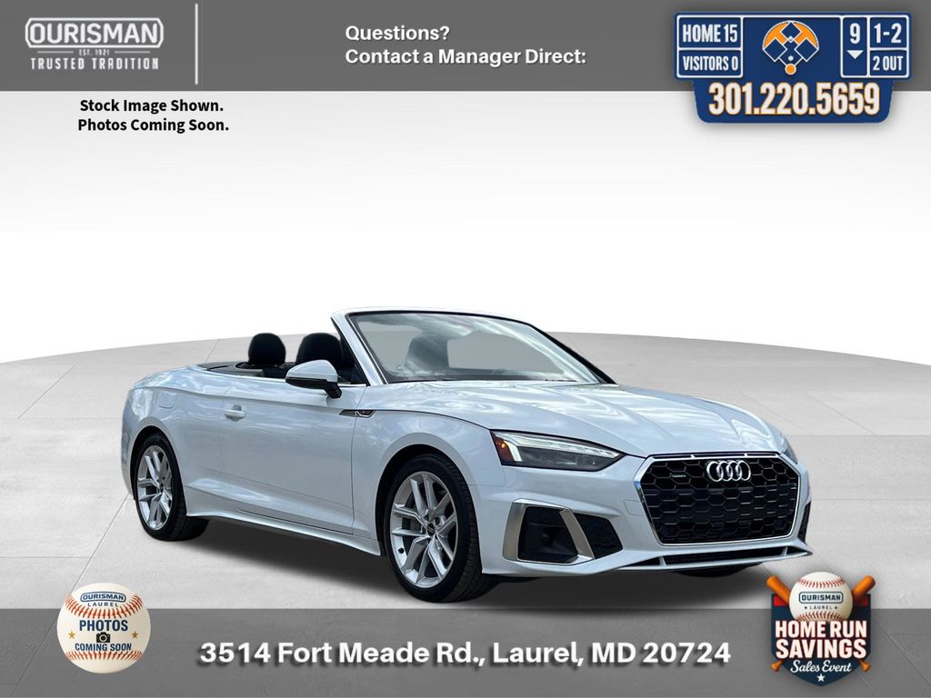 Glacier White Metallic/Black Roof 2023 Audi A5 quattro Premium 45 TFSI Convertible AWD Convertible All-Wheel Drive 7-Speed Automatic