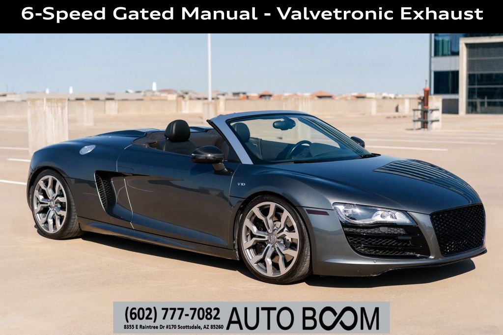 Daytona Gray Pearl Effect/Black Roof 2012 Audi R8 5.2 quattro Spyder AWD Convertible All-Wheel Drive 6-Speed Manual