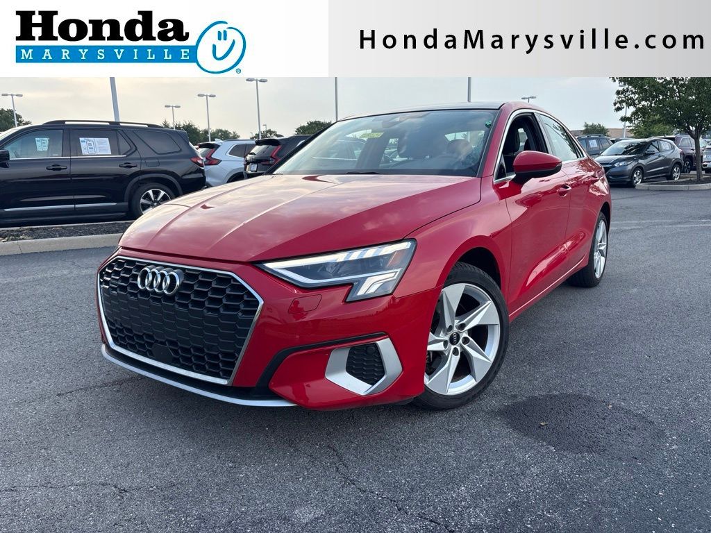 Orange (Tango Red Metallic) 2023 Audi A3 Sedan All-Wheel Drive 7-Speed Automatic