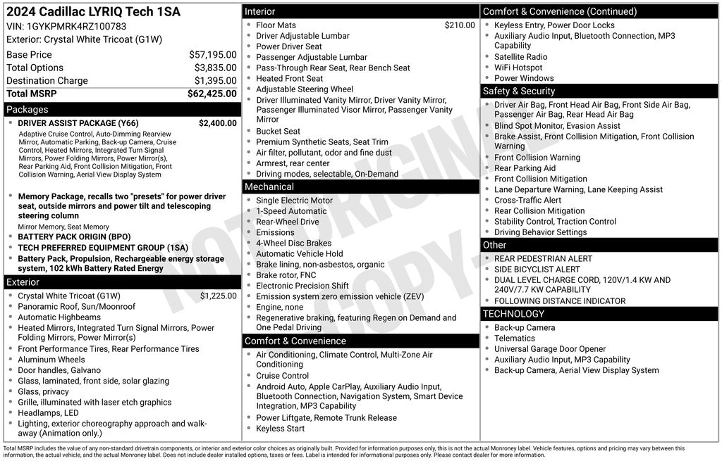 Used 2024 White Cadillac Tech image 5
