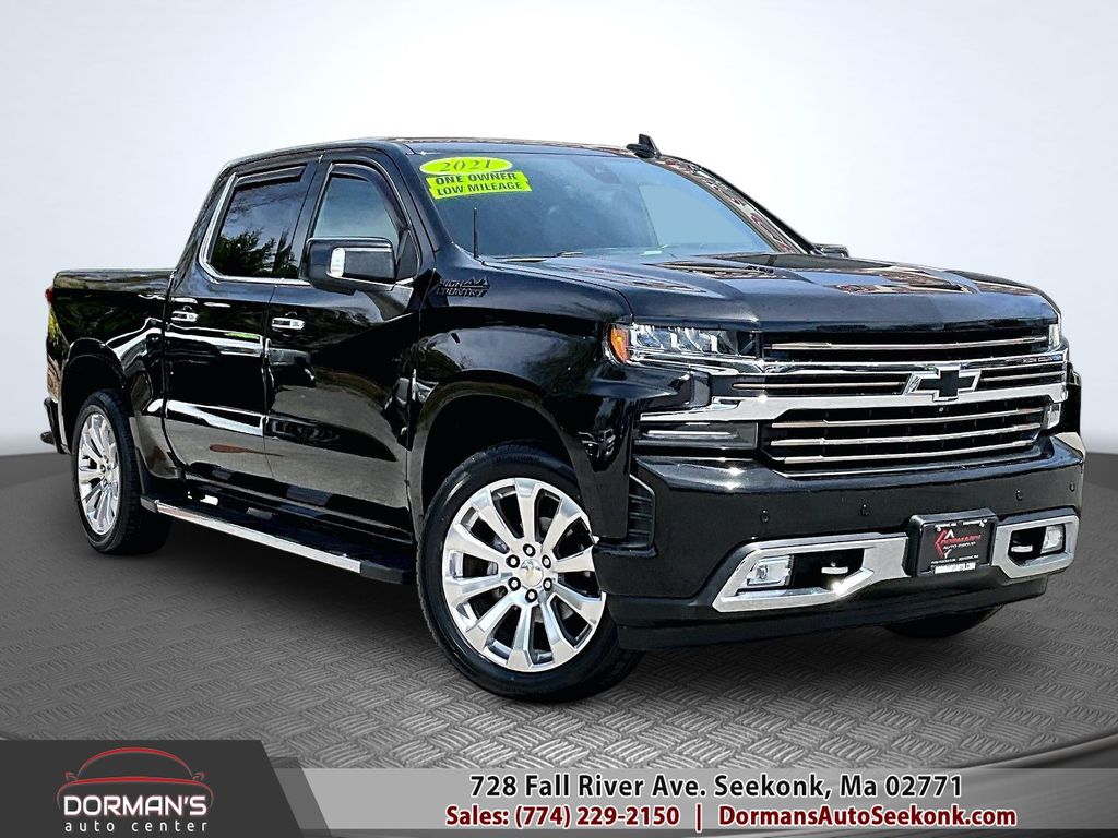 Mosaic Black Metallic 2021 Chevrolet Silverado 1500 High Country Crew Cab 4WD Pickup Truck Four-Wheel Drive Automatic