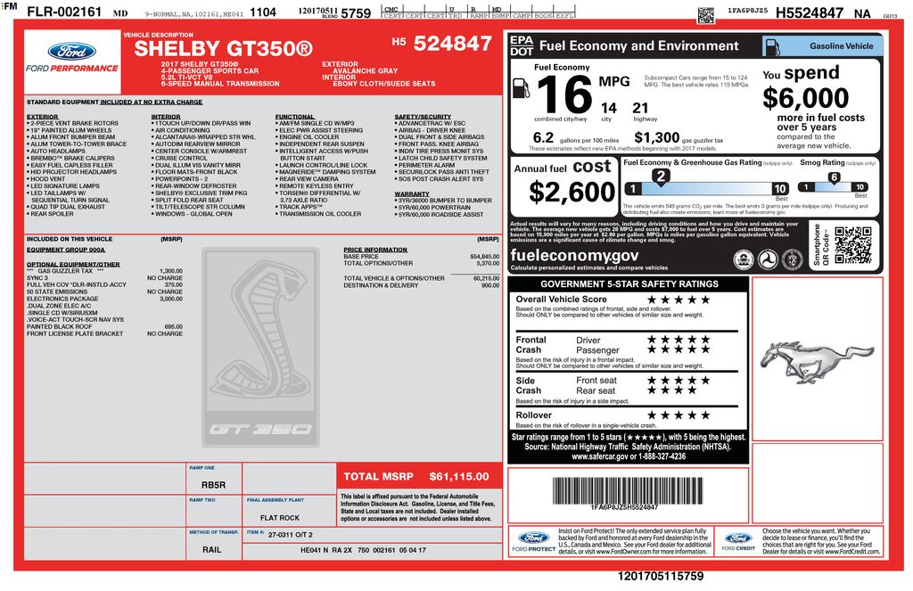 Used Car 2017 Ford Mustang  Shelby Gt350 For Sale Under $70,000 In Austin, Texas