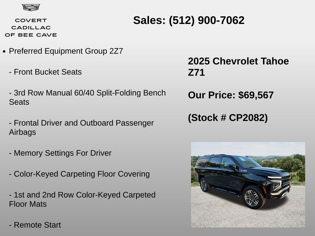 Used Car 2025 Chevrolet Tahoe  Z71 For Sale Under $70,000 In Austin, Texas