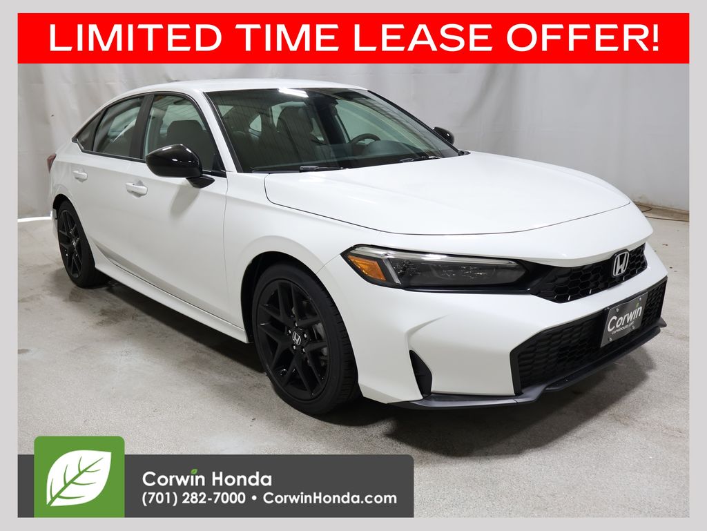 Platinum White Pearl 2026 Honda Civic Sport FWD Sedan Front-Wheel Drive Continuously Variable Transmission