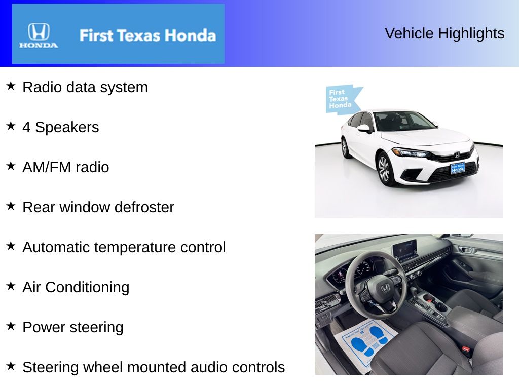 Used Car 2022 Honda Civic  Lx For Sale Under $25,000 In Austin, Texas