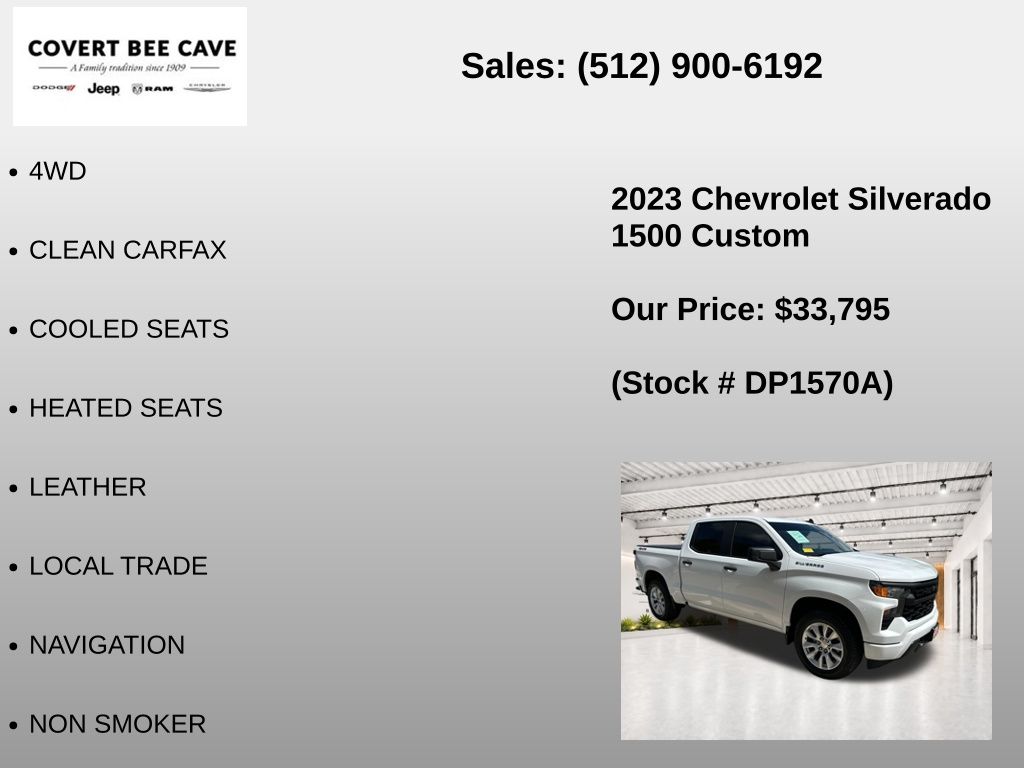 Used Car 2023 Chevrolet Silverado 1500  Custom For Sale Under $35,000 In Austin, Texas