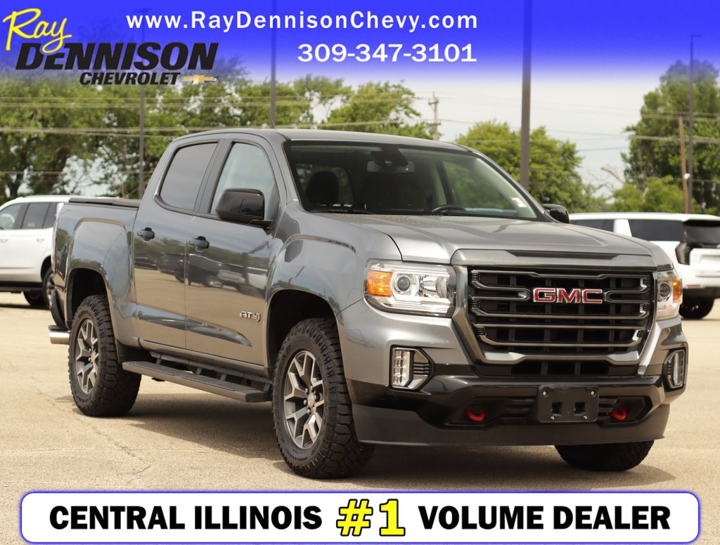 Gray (Steel Metallic) 2022 GMC Canyon AT4 Crew Cab 4WD with Leather Pickup Truck Four-Wheel Drive 8-Speed Automatic