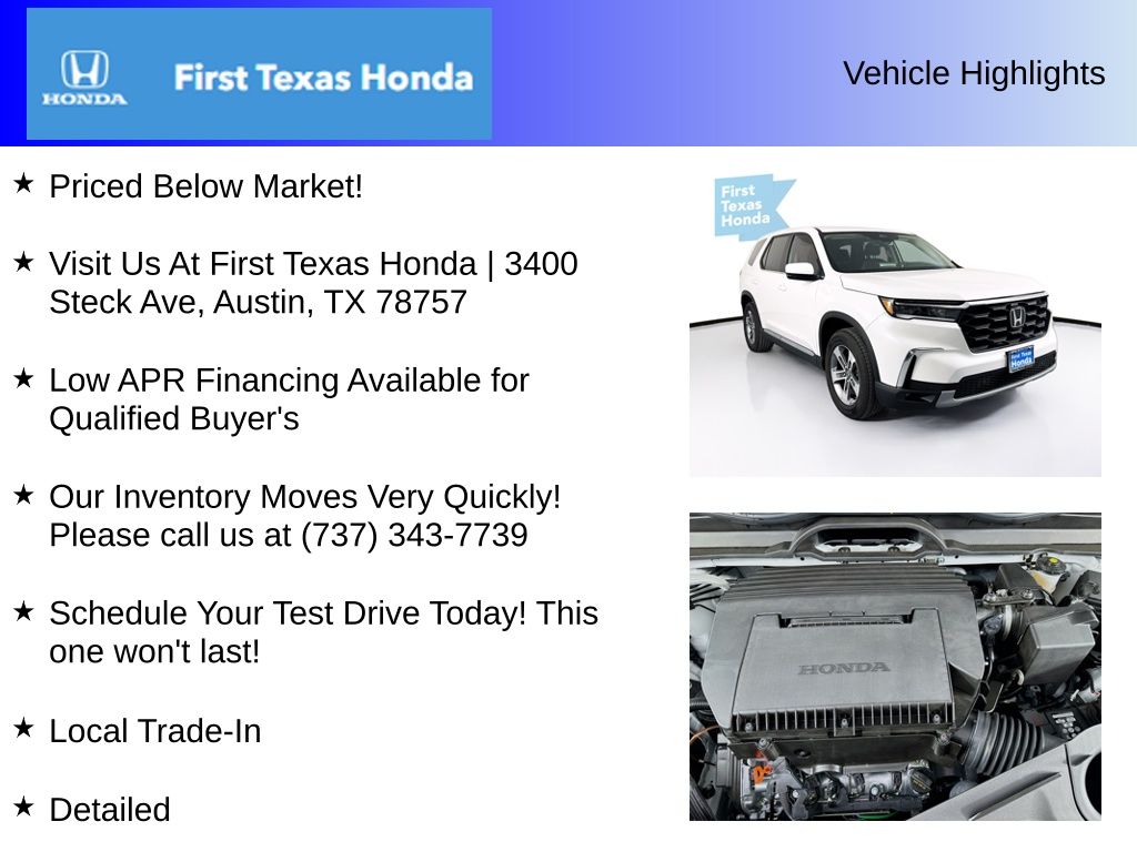 Used Car 2025 Honda Pilot  Ex-l For Sale Under $40,000 In Austin, Texas