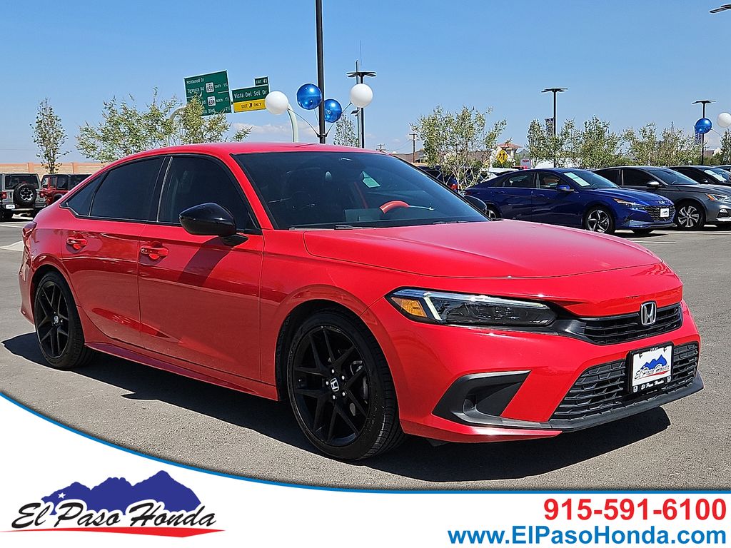 Rallye Red 2022 Honda Civic Sedan Front-Wheel Drive Continuously Variable Transmission