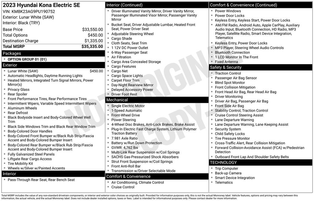 Used 2023 Hyundai Kona Electric SE 4D Sport Utility