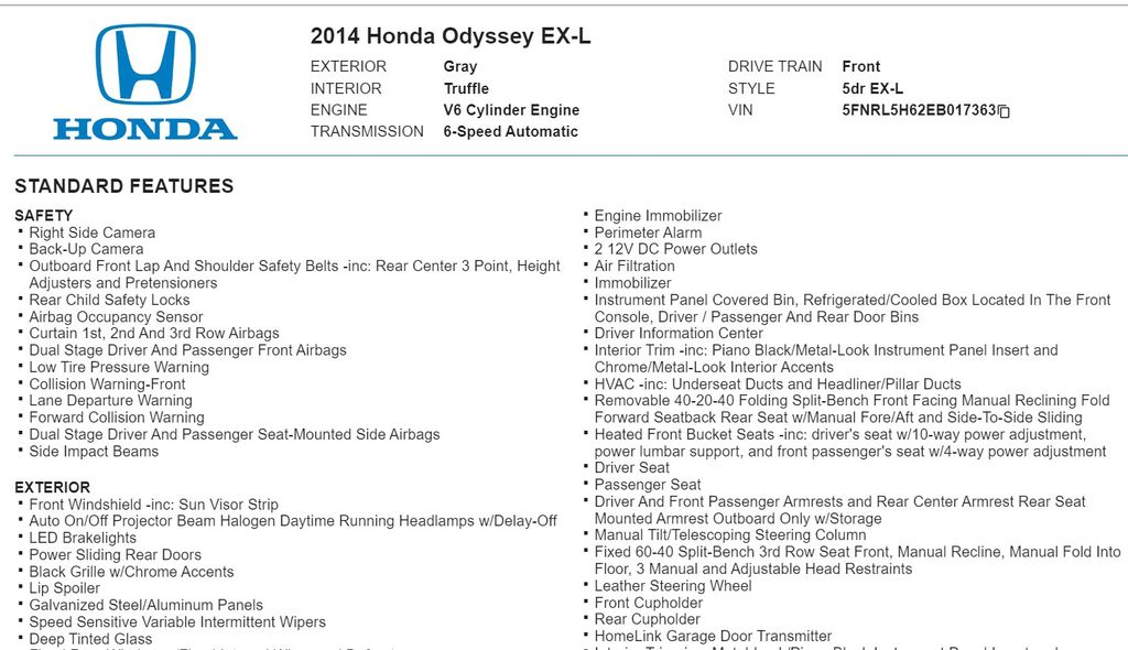 2014 Honda Odyssey EX-L 15