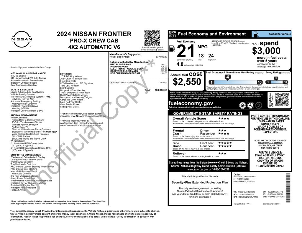 Used 2024 Nissan Frontier PRO-X 4D Crew Cab